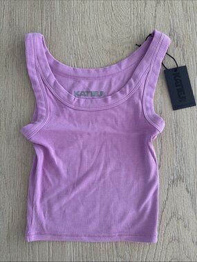 Katie J NYC Lilac Ribbed Scoop Tank